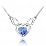 Blue Chip Unlimited - Chic Crystal Winged Heart Pendant in Azure Blue with 18k Rolled Gold Plate 18 Chain Necklace Fashion Necklace