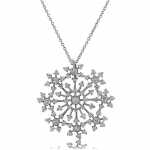 Sterling Silver Cubic Zirconia CZ Accent Snowflake Pendant Necklace, Valentine's Day Gift