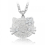 Blue Chip Unlimited - Unique Chic Clear Crystal Hello Kitty Pendant with 18K White Rolled Gold Plate 26 Chain Necklace Fashion Necklace