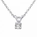 Sterling Silver Round Solitaire Diamond Pendant (1/3 ctw, G-H/SI1-I2)