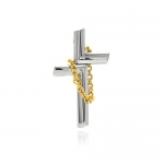 Yellow Gold Quality Plated 316L Stainless Steel Two Tone Designer Cross Pendant Charm