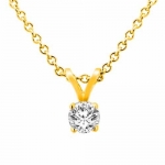 18K Yellow Gold Round Solitaire Diamond Pendant (1/5 cttw, G-H/SI1-I2)