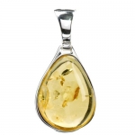 Lemon Amber and Sterling Silver Drop-shaped Pendant