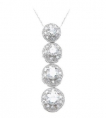 Vintage Style Sterling Silver Cubic Zirconia CZ Pave Journey Pendant Necklace with 18 inch Chain