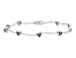 Blue Diamond Heart Bracelet 1/10 Carat (ctw) in Sterling Silver