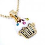 Gold Plated Mini Cupcake Pendant Necklace Fashion Jewelry