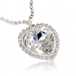 Large Fancy Clear Titanic Crystal Heart Pendant Necklace Made with Swarovski Elements