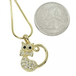Gold Plated Rhinestone Cat Pendant Necklace Fashion Jewelry