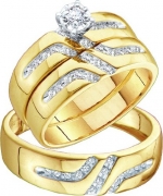 Men's Ladies 10k Yellow Gold .28 Ct Round Cut Diamond His Her Engagement Wedding Bridal Ring Set (ladies size 7, men size 10; message us for more options)