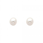 14K Yellow Gold Small Pearl Stud Earrings with Screw-back for Baby & Children