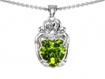 Original Star K(tm) Loving Mother And Hugging Family Pendant With Heart Shape 8mm Genuine Peridot in 925 Sterling Silver