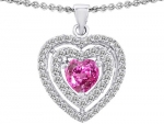 Original Star K(tm) 6mm Heart Shape Created Pink Sapphire Pendant in .925 Sterling Silver