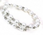 Womens Faux Pearl and Rhinestone (Faux Diamond Look!) Wrap Bracelet