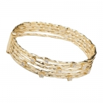 Five Row 18K Gold Overlay High Polish Twisted Bangle Cuff Bracelet with White CZ