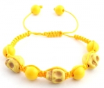 Yellow Skulls and Beaded Balls Adjustable Bracelet Macrame Shamballah