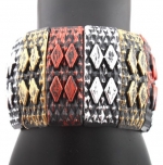 Ladies Brushed Black with Bronze & Reflective Copper Quad Diamond Style Stretch Bracelet