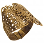 ZAD Antique Gold Metal Fan Cuff Bracelet Cool Cutout Design