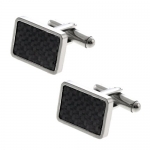 Modern Scales Stainless Steel Silver and Black Cufflinks With CZ For Men 12X20mm