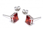 Authentic Garnet Color Princess Cut Stud Earrings 2.00 Carats Total Weight Now At Our Lowest Price Ever but Only for a Limited Time! Comes in a Gift Box & Special Pouch