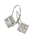 Stunning White Color Cubic Zirconia CZ 925 Sterling Silver Dangle Earrings