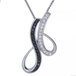 1/2 CT. Black and White Diamond Necklace In Sterling Silver with 18 Chain