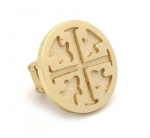 Gold Plated Geometric Cutout Design Ivory Stretch Ring