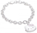 Hello Kitty Pink Enamel Bow and Sterling Silver Charm Bracelet,7