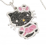 Hello Kitty Black Diamante Crystal/Rhinestone LARGE Necklace by Jersey Bling ships with FREE zebra gift box
