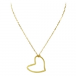 Gold Plated Designer Scratch Style Heart Shape 36mm x 40mm Pendant Necklace 16 to 22 Inch Adjustable