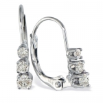 10K White Gold Three Stone Diamond Leverback Earrings (1/4 cttw)