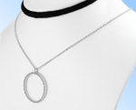 925 Sterling Silver Necklace - Ring Design with Clear CZ Stone Pendant .Weight: 4.3 grams.-Chain Length:17 , Pendant Diameter :30mm,Thickness:3mm.