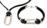 Genuine Leather Bracelet, Necklace & Pendant Set