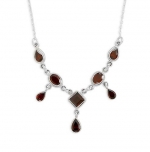 Sterling Silver 16 Inch+1 Inch Extention Garnet Necklace - JewelryWeb
