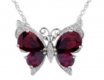 Garnet and Rhodolite Butterfly 4.8 Carat (ctw) Pendant Necklace in Sterling Silver