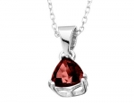 7mm Garnet Pendant Necklace in Sterling Silver with Chain