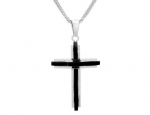 Mens Cross Pendant Necklace in Stainless Steel with Chain