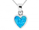 Blue Opal Heart Pendant Necklace 2.0 Carat (ctw) in Sterling Silver with Chain