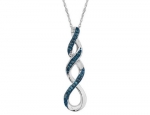 Blue Diamond Infinity Pendant Necklace 1/10 Carat (ctw) in Sterling Silver with chain