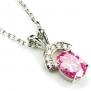 CZ-Arch Necklace, Pink Topaz-Colored & Diamond-Colored CZs, 18