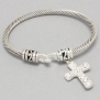 DR - Womens Bracelet Silver Tone, Cross Charm, 1 3/4 H, 2 1/4 D