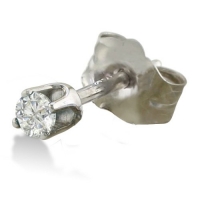 14K White Gold Round Single Diamond Stud Earring (.10ct . J/K I2)