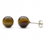 Sterling Silver 8-9mm Round Tiger Eye Stud Earring