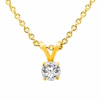 18K Yellow Gold Round Solitaire Diamond Pendant (1/5 cttw, G-H/SI1-I2)