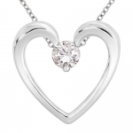 Sterling Silver Solitaire Diamond Heart Pendant Necklace (1/6 cttw, H-I Color, I1-I2 Clarity), 18