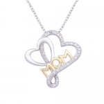 Sterling Silver Diamond Accent Heart Mom Pendant Necklace, 18