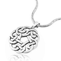 925 Sterling Silver Celtic Knot Round Pendant with Rhodium Snake Chain Necklace Lobster clasp 18 for Men