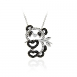 Sterling Silver Black Diamond Accent Panda Bear Necklace, 18
