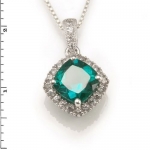 Sterling Silver Pendant w/ Emerald & White Sapphire