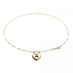 Klassics 10k Yellow Gold Open Puff Heart with Rhodium Anklets, 9+1 Extender