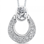 Dazzling Desire: Sterling Silver Rhodium Finish Designer Inspired Slider Style Basket Pendant Necklace with Cubic Zirconia